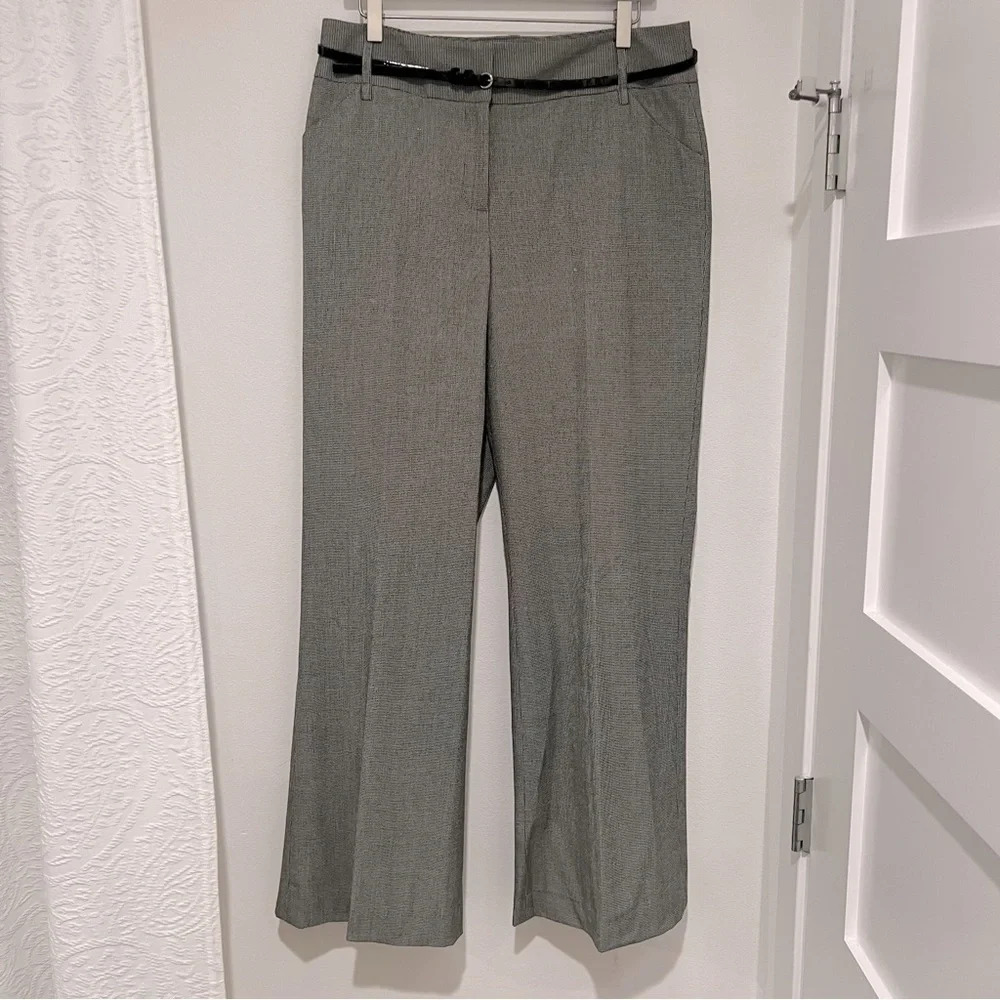 Rafaella Black and White Houndstooth Belted Pants